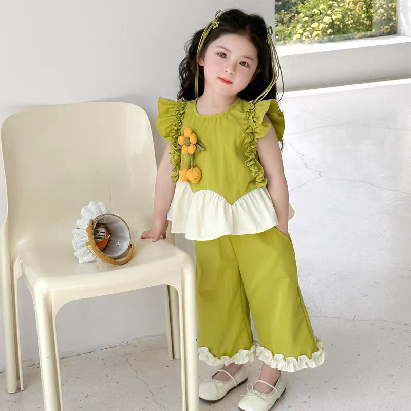 Girls Korean Style Summer Two Piece Outfit 2025 Set – Summer Kids Fashion Nepal | Tudoholic