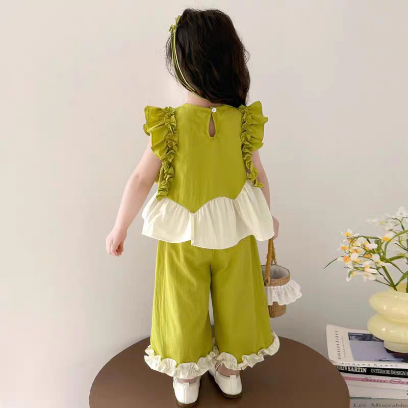 Girls Korean Style Summer Two Piece Outfit 2025 Set – Summer Kids Fashion Nepal | Tudoholic