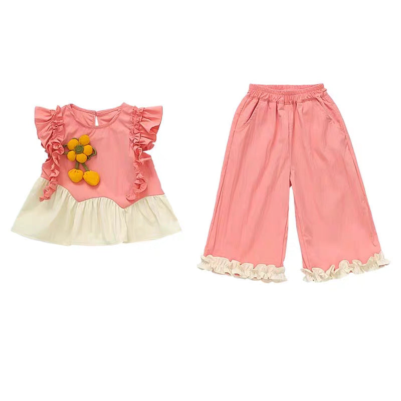 Girls Korean Style Summer Two Piece Outfit 2025 Set – Summer Kids Fashion Nepal | Tudoholic