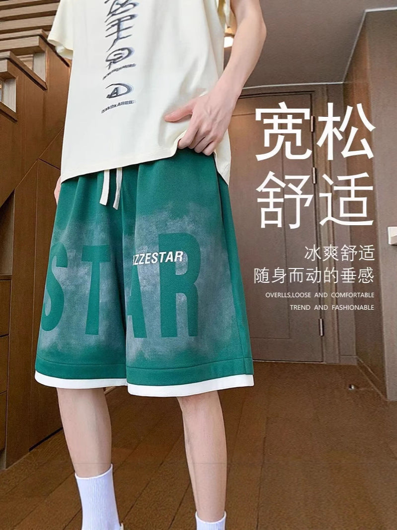 Men’s Gradient Retro Wide-Leg Hip Hop Shorts