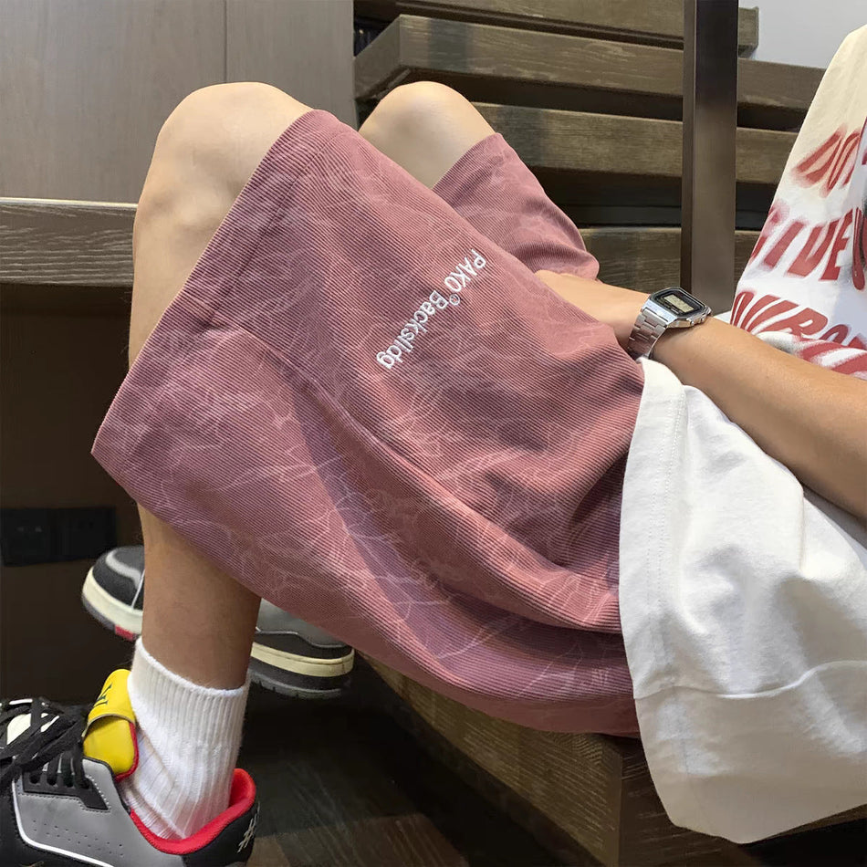 Men’s Chinese Embroidered Corduroy Summer Shorts