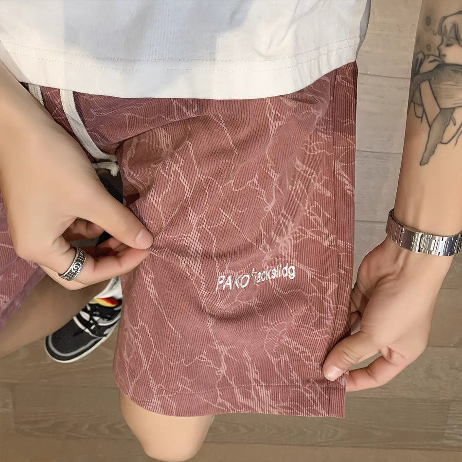 Men’s Chinese Embroidered Corduroy Summer Shorts