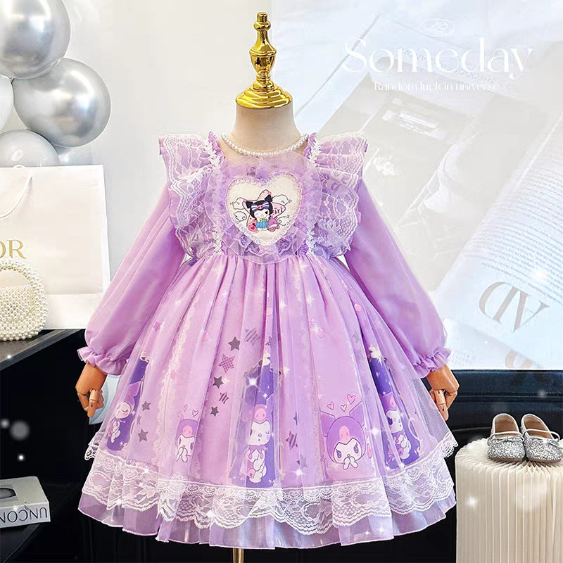 Girls Kuromi Lolita Princess Dress Autumn New Style – Spring Autumn Kids Fashion Nepal | Tudoholic