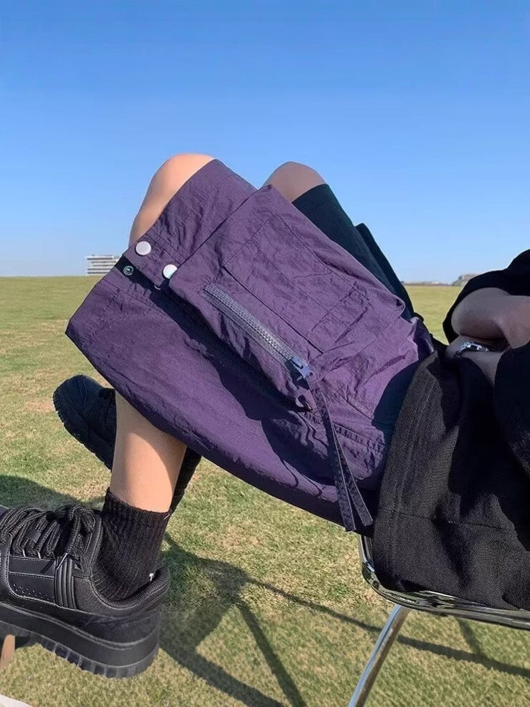 Men’s Purple Quick-Dry Multi-Pocket Cargo Shorts