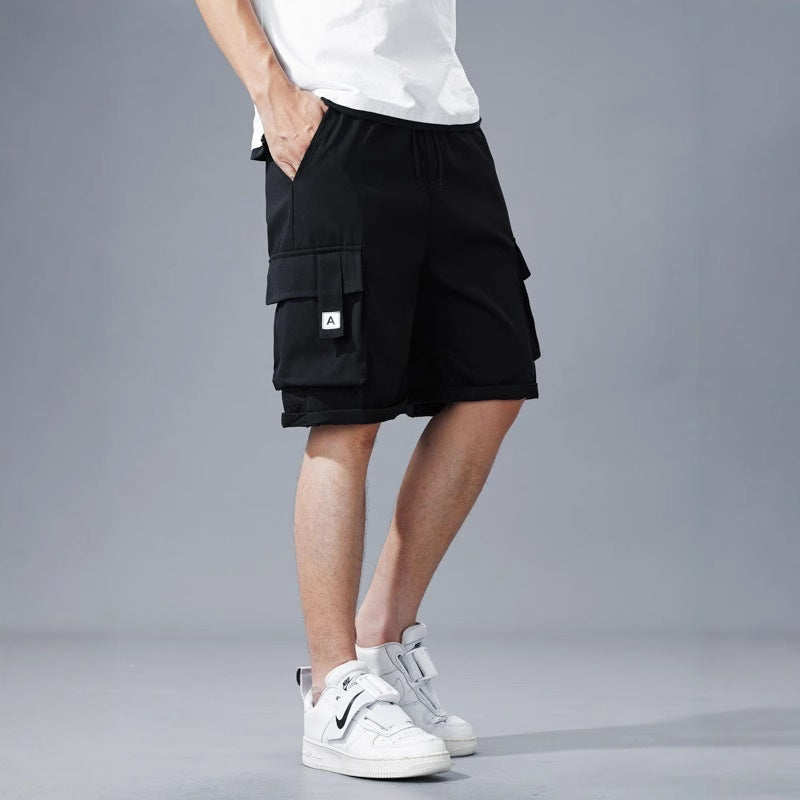 Men’s Army Green Cargo Wide-Leg Summer Shorts