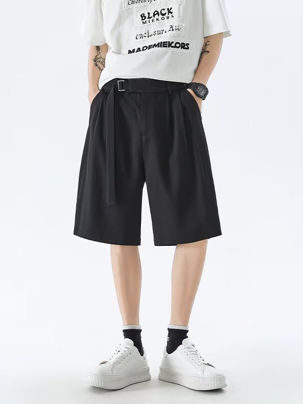 Men’s Draped Pure Color Casual Five-Point Shorts
