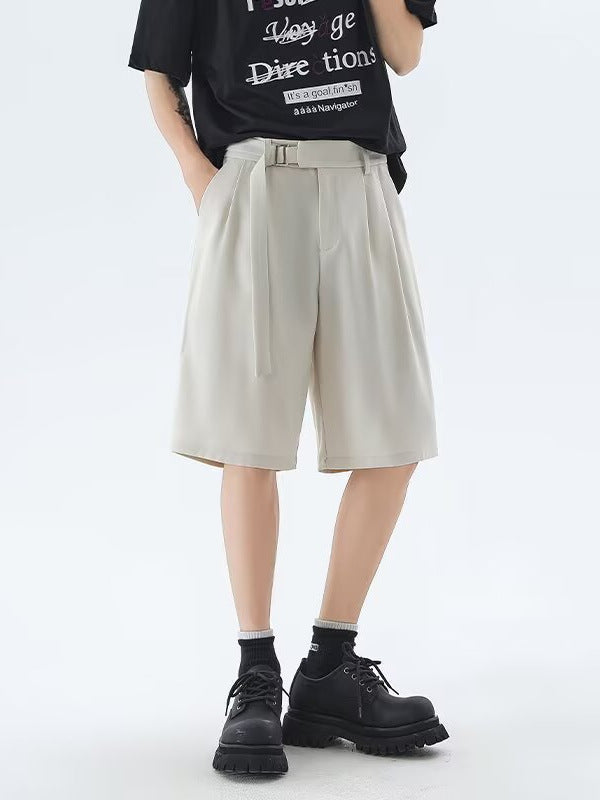 Men’s Draped Pure Color Casual Five-Point Shorts
