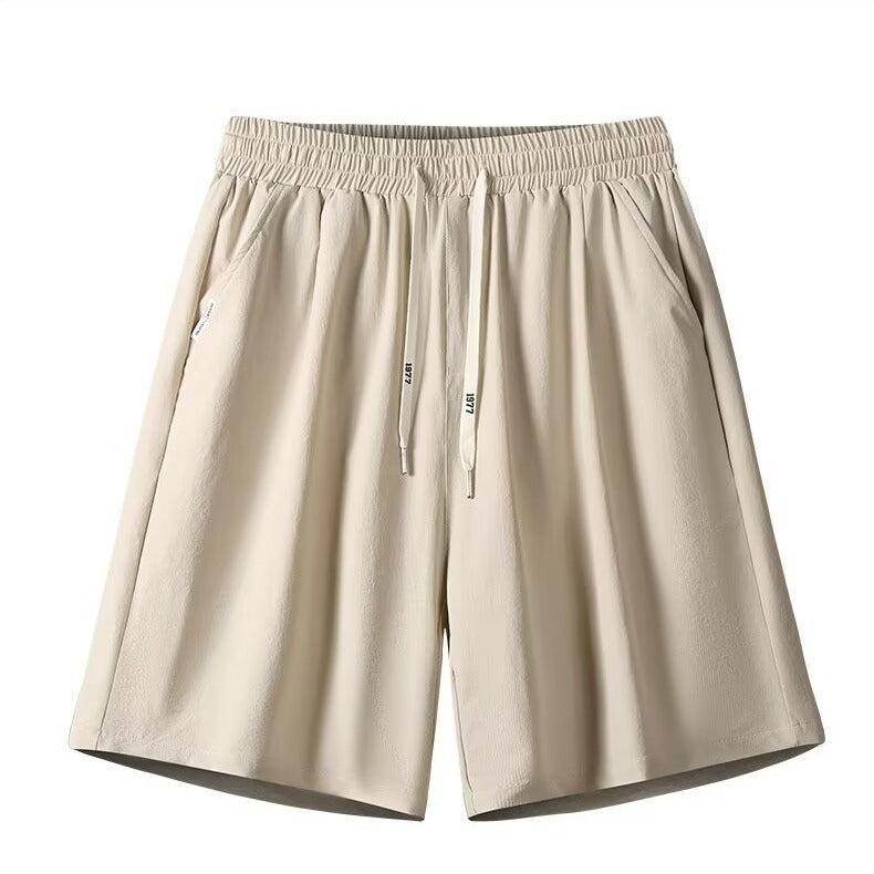 Men’s Black Ice Silk Loose Summer Shorts