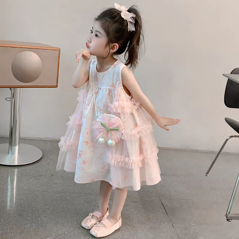 Girls Korean Floral Mesh Princess Dress Summer New – Summer Kids Fashion Nepal | Tudoholic