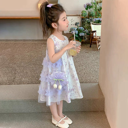 Girls Korean Floral Mesh Princess Dress Summer New – Summer Kids Fashion Nepal | Tudoholic