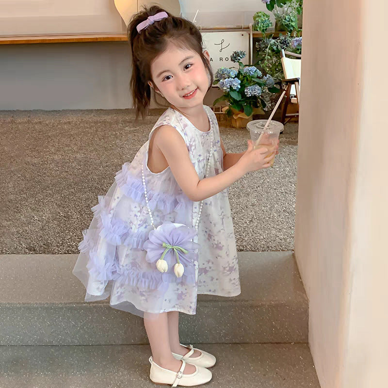 Girls Korean Floral Mesh Princess Dress Summer New – Summer Kids Fashion Nepal | Tudoholic