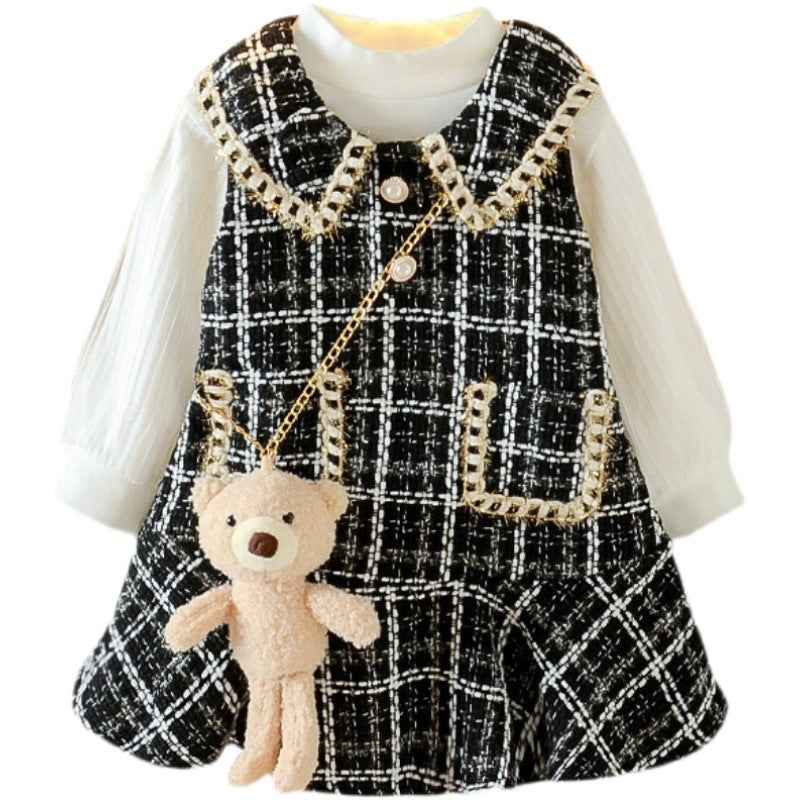 Girls Chanel Style Fleece Dress Two Piece Set Baby – Toddler Fashion Nepal | Tudoholic