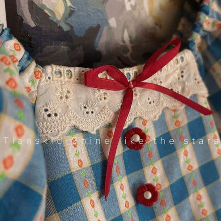 Girls Blue Plaid French Flower Bud Dress Summer – Summer Kids Fashion Nepal | Tudoholic