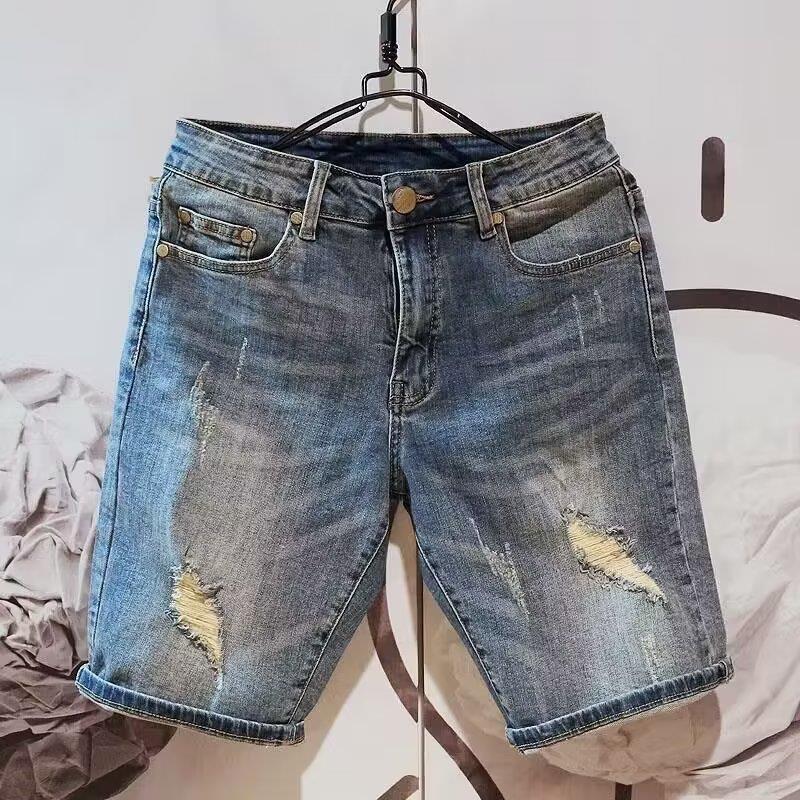 STOCK-Men’s Ripped Denim Summer Shorts