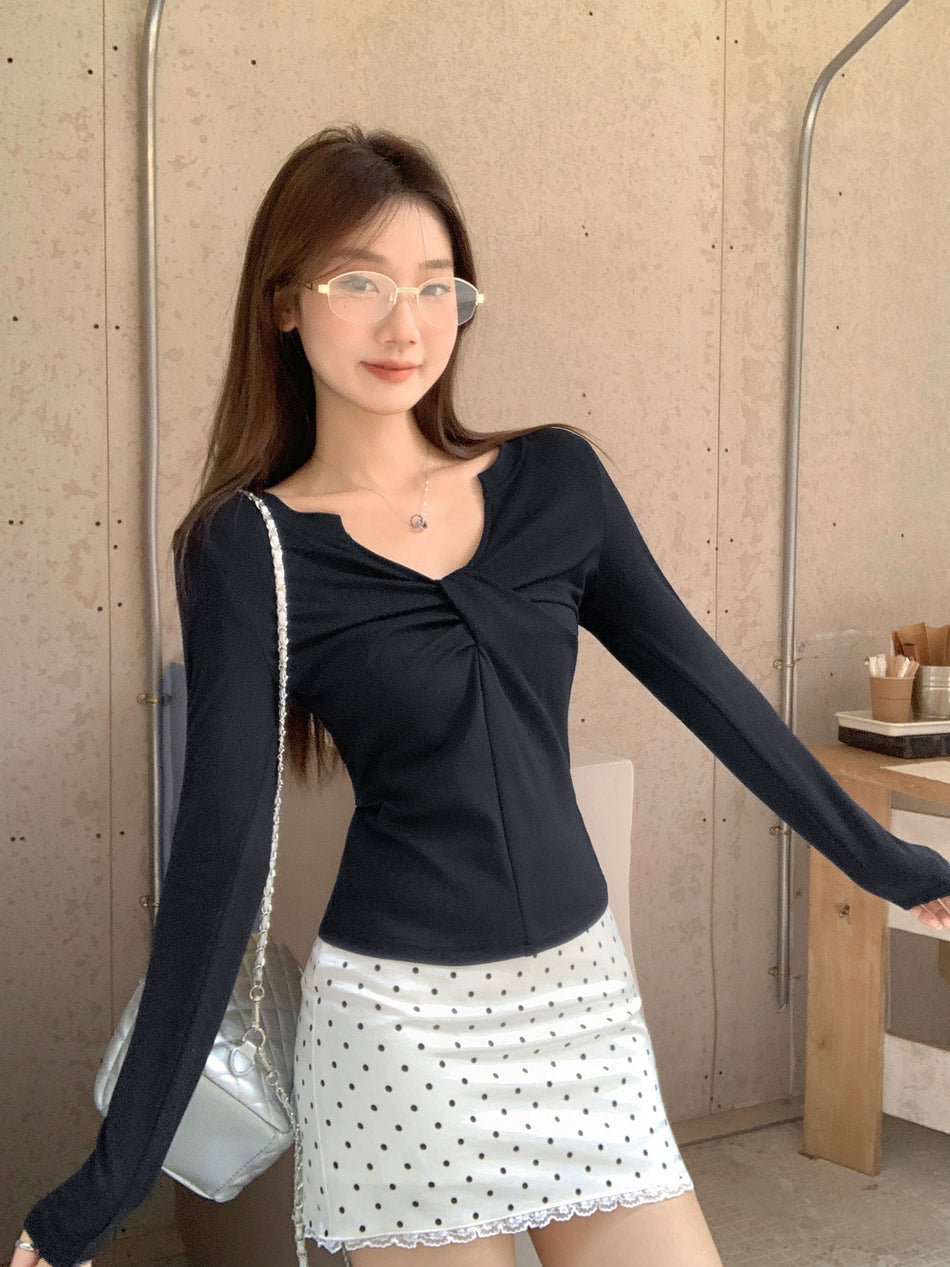 One Shoulder Twisted Pleated Top Women Autumn 2026