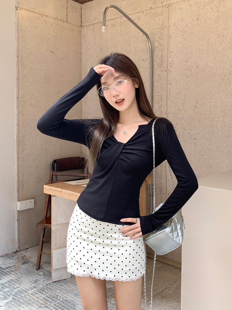 One Shoulder Twisted Pleated Top Women Autumn 2026