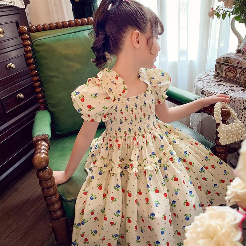 Girls Puff Sleeve Floral A-Line Dress Summer Fashion – Summer Kids Fashion Nepal | Tudoholic