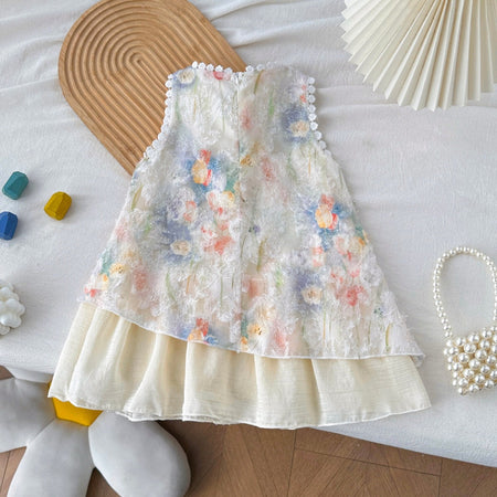 Girls Floral Vest Dress Summer Sleeveless Princess – Summer Kids Fashion Nepal | Tudoholic