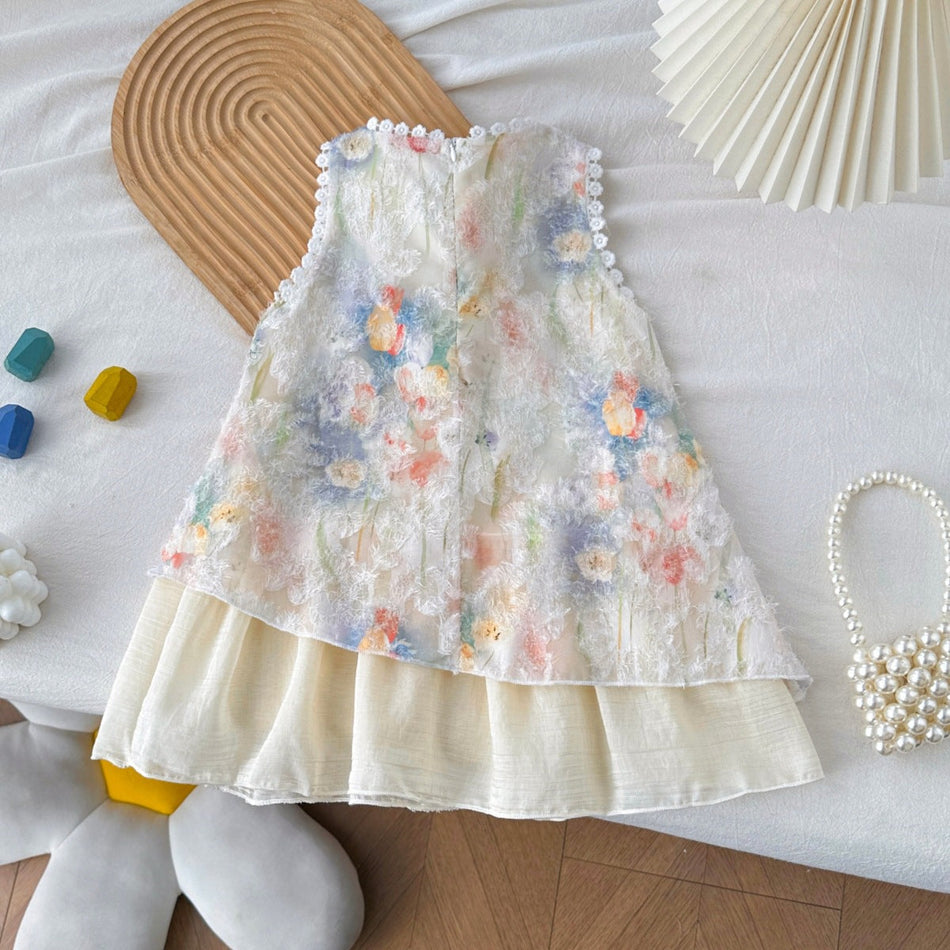 Girls Floral Vest Dress Summer Sleeveless Princess – Summer Kids Fashion Nepal | Tudoholic