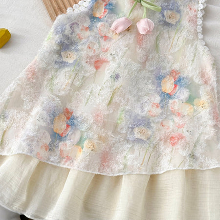 Girls Floral Vest Dress Summer Sleeveless Princess – Summer Kids Fashion Nepal | Tudoholic