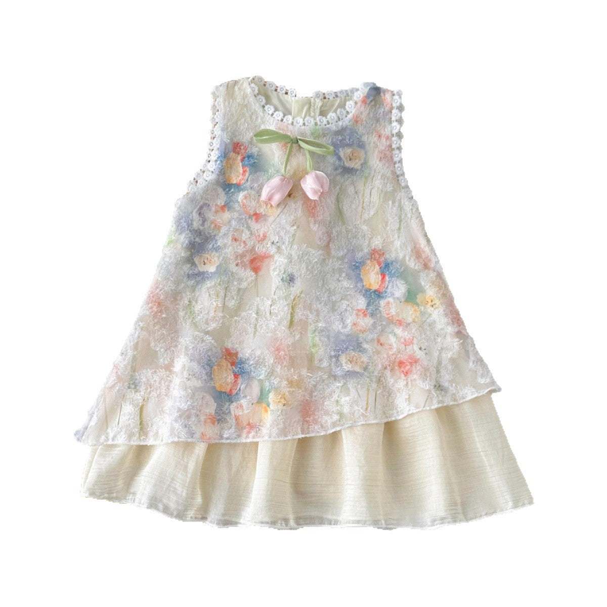 Girls Floral Vest Dress Summer Sleeveless Princess – Summer Kids Fashion Nepal | Tudoholic