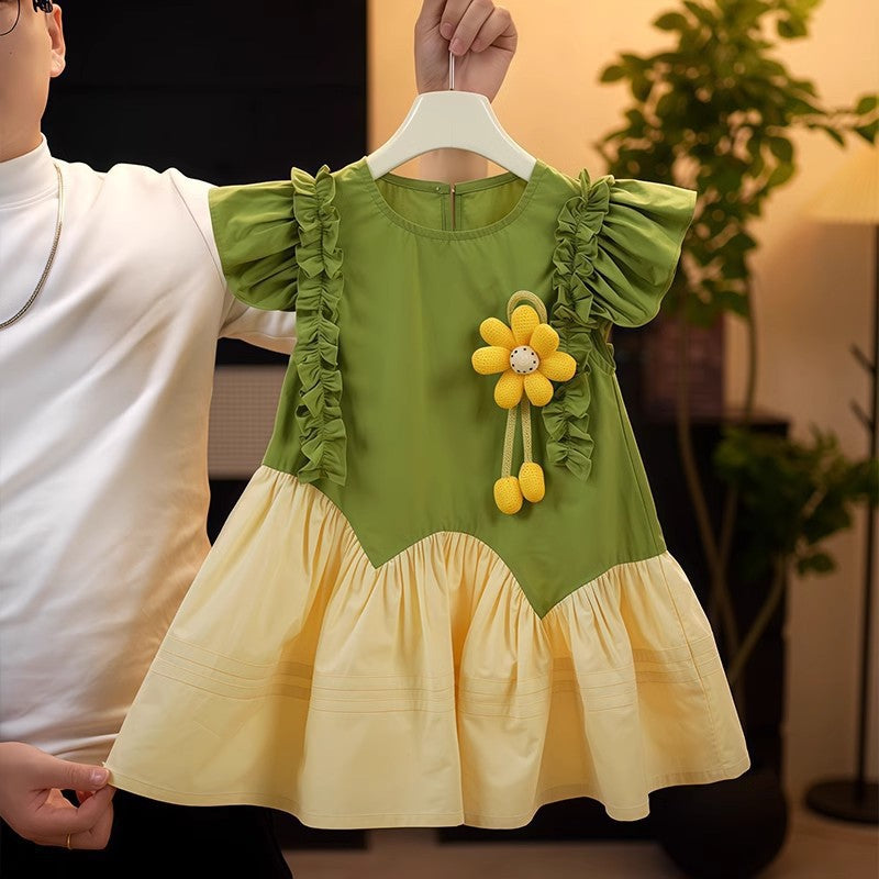Girls Korean Lace Princess Dress Summer Flying Sleeve – Summer Kids Fashion Nepal | Tudoholic