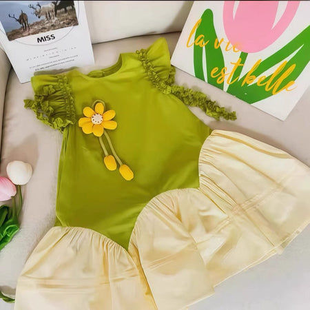 Girls Korean Lace Princess Dress Summer Flying Sleeve – Summer Kids Fashion Nepal | Tudoholic