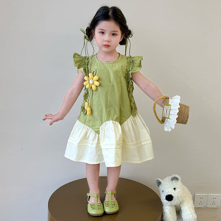 Girls Korean Lace Princess Dress Summer Flying Sleeve – Summer Kids Fashion Nepal | Tudoholic