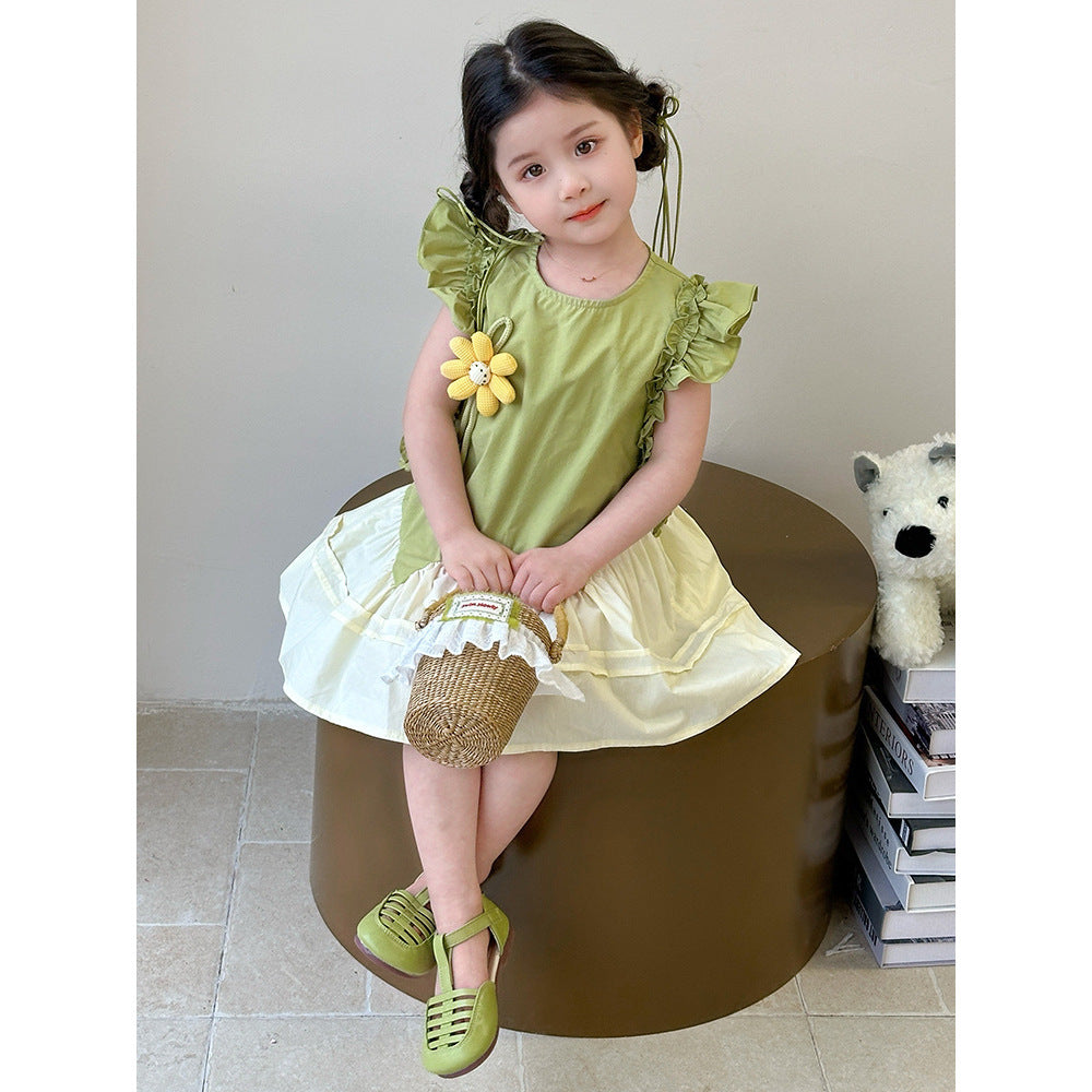 Girls Korean Lace Princess Dress Summer Flying Sleeve – Summer Kids Fashion Nepal | Tudoholic