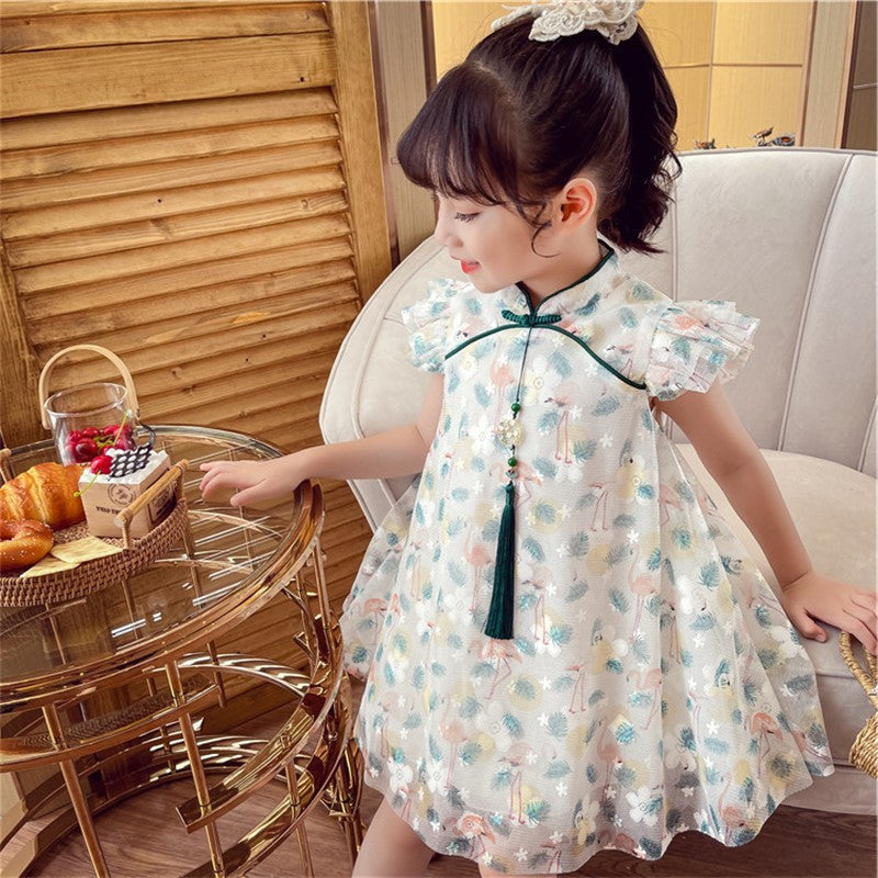 Girls Cheongsam Lace Dress Summer 2024 Fashion – Summer Kids Fashion Nepal | Tudoholic