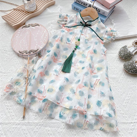 Girls Cheongsam Lace Dress Summer 2024 Fashion – Summer Kids Fashion Nepal | Tudoholic