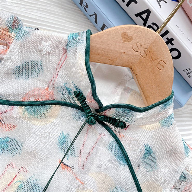 Girls Cheongsam Lace Dress Summer 2024 Fashion – Summer Kids Fashion Nepal | Tudoholic