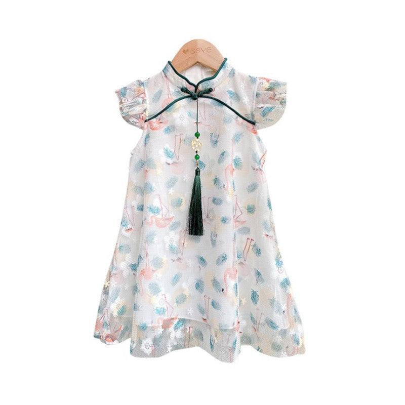 Girls Cheongsam Lace Dress Summer 2024 Fashion – Summer Kids Fashion Nepal | Tudoholic