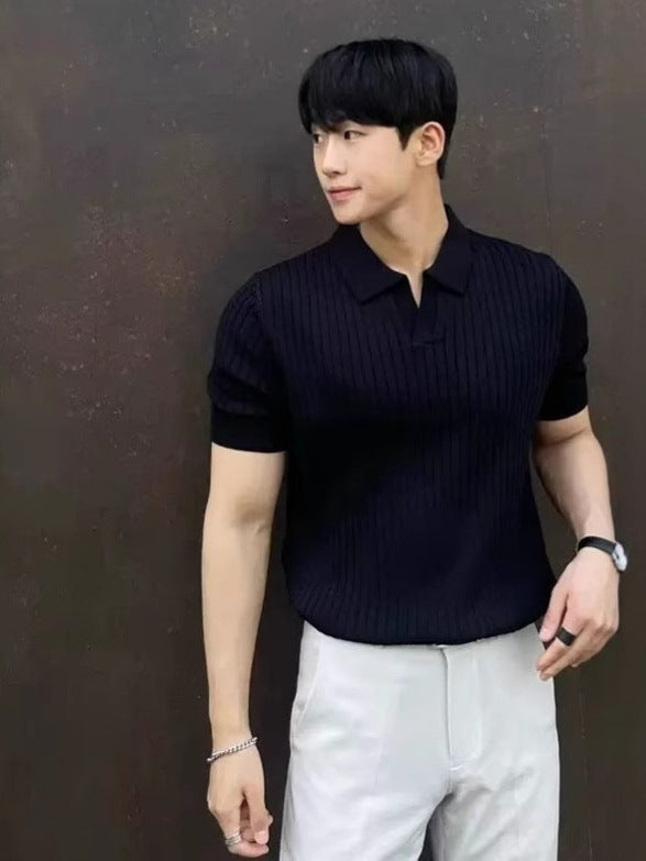 Men’s Korean Style Slim Fit Polo T-Shirt 2025