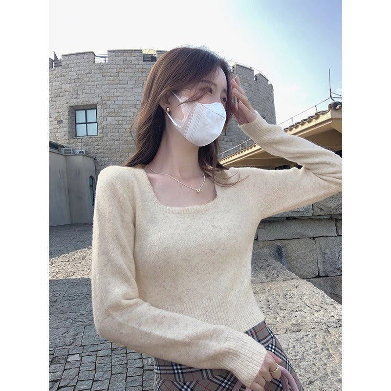 Chanel Style Square Neck Women Winter Knit Sweater