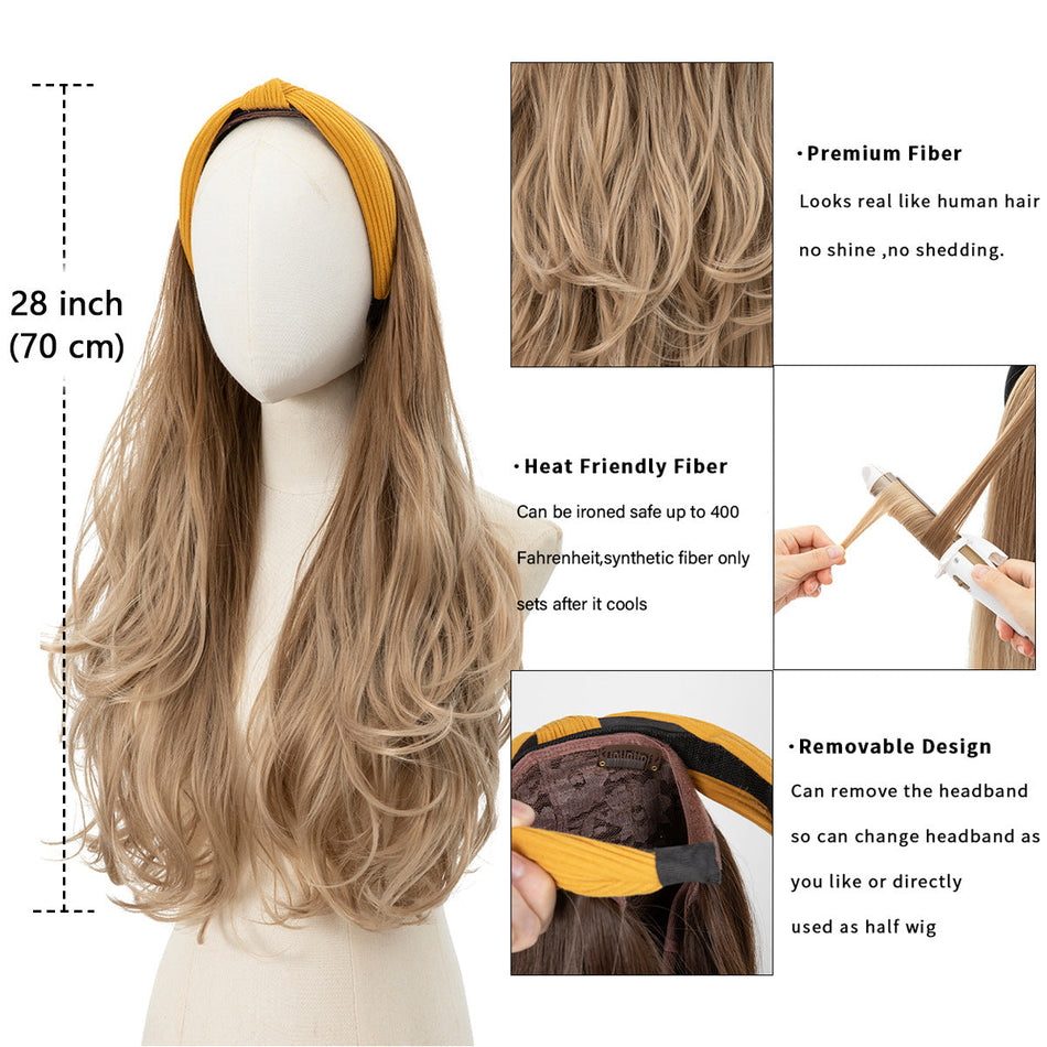Women’s Headband Half Wig Long Curly Hair