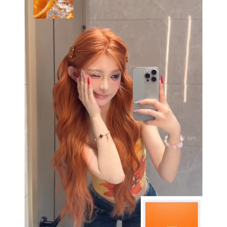 Women’s Orange Brown Big Wave Celebrity Wig
