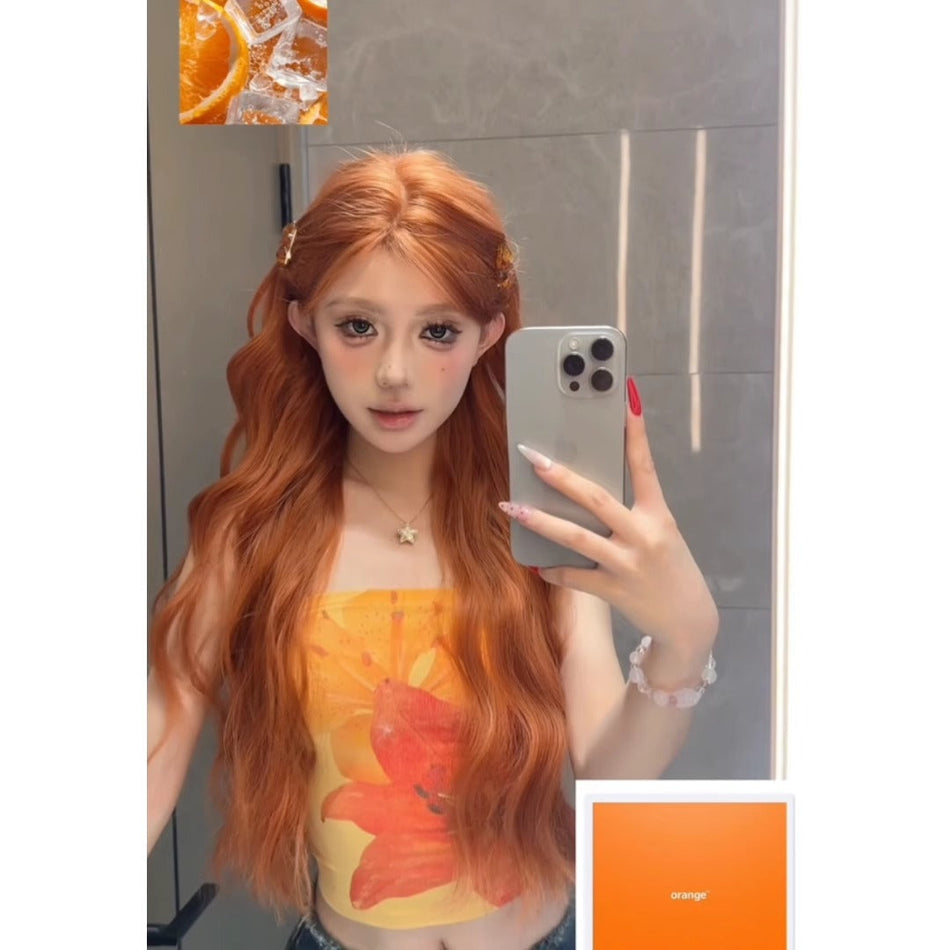 Women’s Orange Brown Big Wave Celebrity Wig