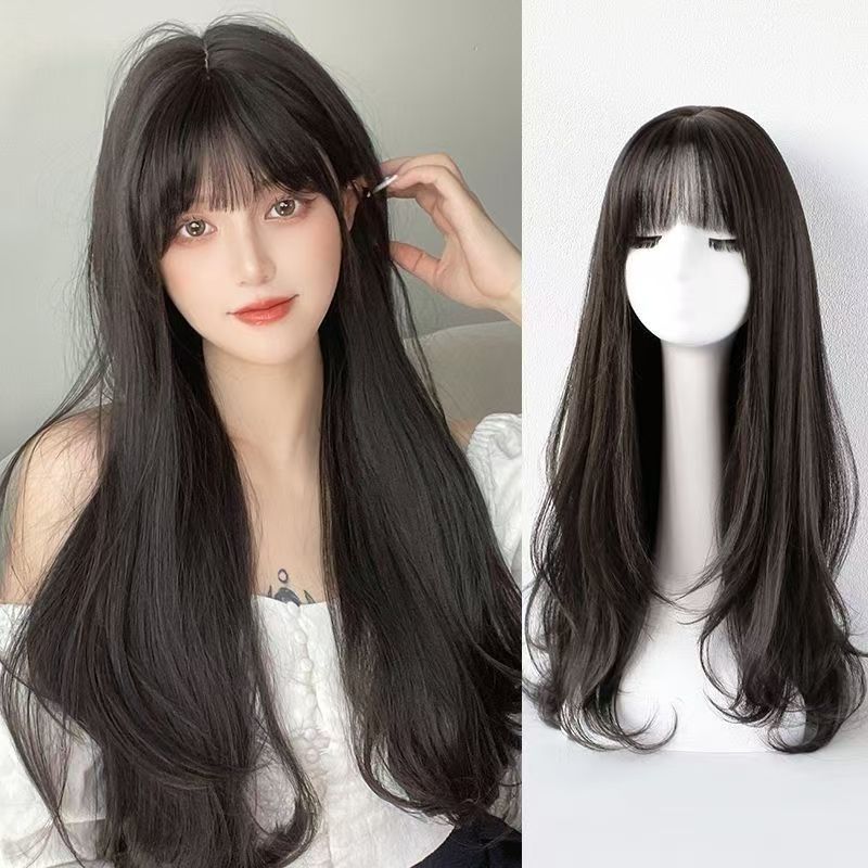 Women’s Long Curly Big Wave Wig with Bangs