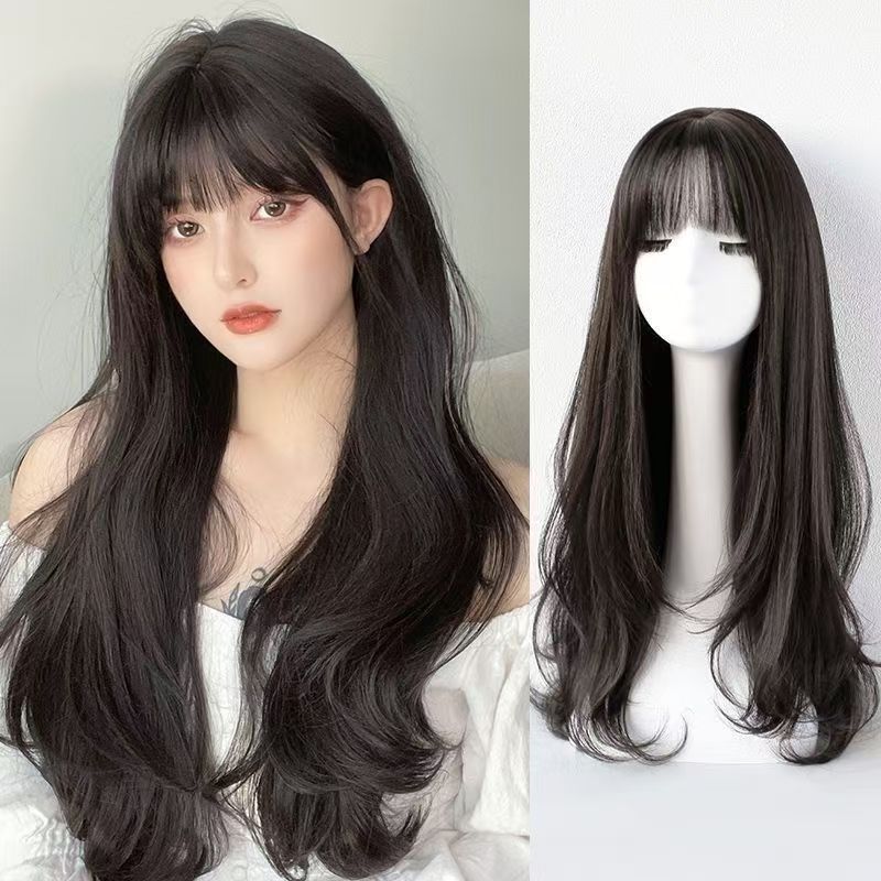 Women’s Long Curly Big Wave Wig with Bangs