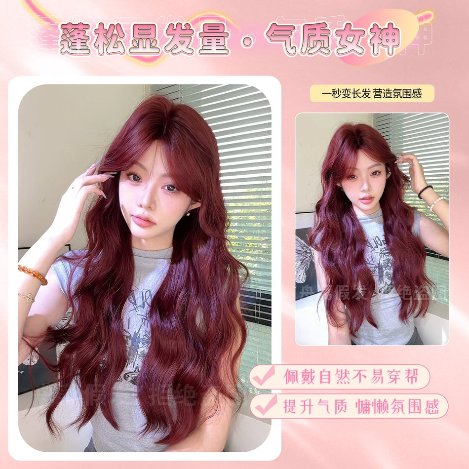 Women’s Raspberry Red Long Curly Fashion Wig