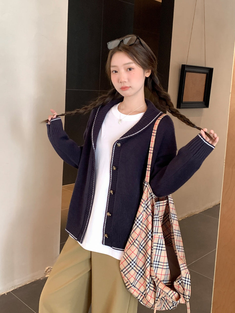 Women Cartoon Knit Sweater Jacket Loose Winter Top