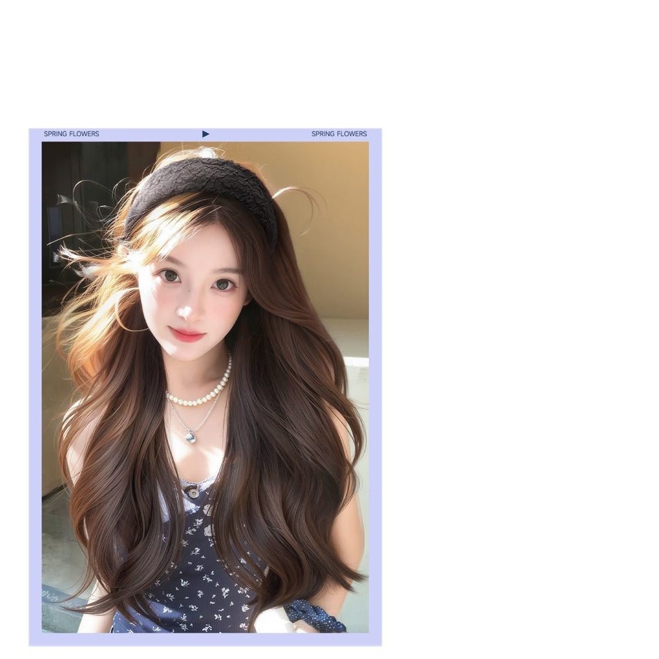 Women’s Headband Long Curly Wig Natural Style