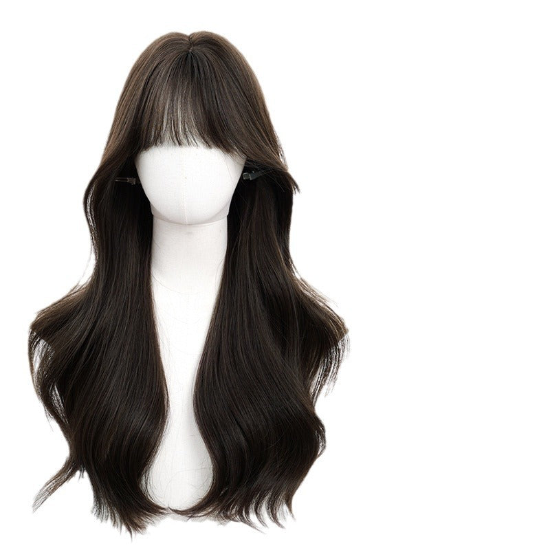 Women’s Fluffy Curly Wig with Neat Bangs