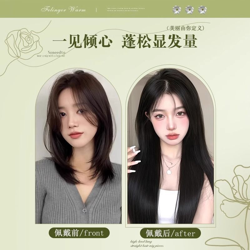 Women’s Black Straight Wig with Bangs Natural Look