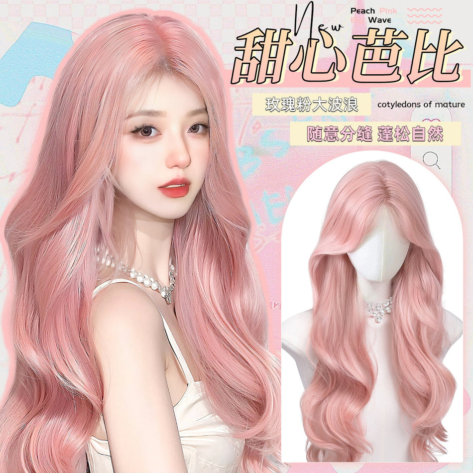 Pink Long Curly Barbie Style Wig for Women