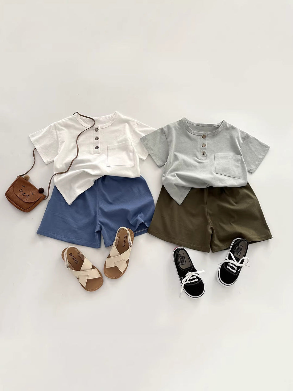 Summer Essential: Pure Cotton Boys’ Short-Sleeve Cardigan Suit – Summer Kids Fashion Nepal | Tudoholic