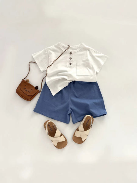 Summer Essential: Pure Cotton Boys’ Short-Sleeve Cardigan Suit – Summer Kids Fashion Nepal | Tudoholic
