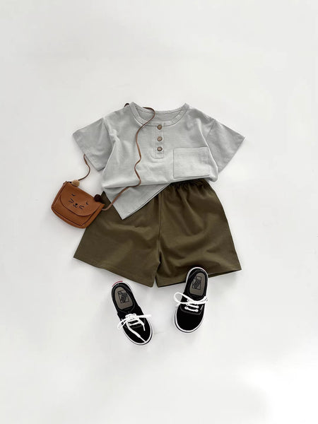 Summer Essential: Pure Cotton Boys’ Short-Sleeve Cardigan Suit – Summer Kids Fashion Nepal | Tudoholic