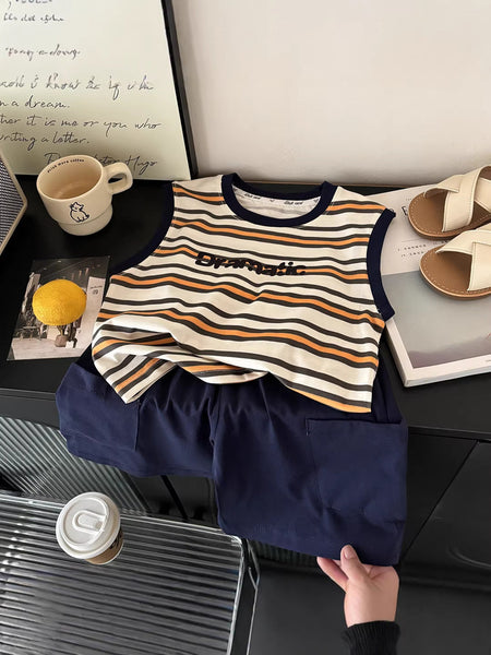 Premium Series: Striped Pure Cotton Vest & Shorts Suit – Kids Fashion Nepal | Tudoholic